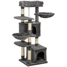 PawHut 52.5" Cat Tree Tower with Bed, Condos and Hammocks - Dark Grey-Activity play center includes scratching posts for claw health 