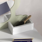 Qaba Kids Vanity Set with Mirror & Stool - Flower-Design - White-Colour: White and bright yellow 
