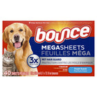 Bounce Pet Hair and Lint Guard Mega Dryer Sheets - Fresh Scent - 40 Sheets/Pack-Reduces wrinkles and static, adds softness