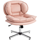 HOMCOM Criss Cross Armless Office Chair - Pink-Wide, armless seat with double-tier doll cotton padding allows for comfortable cross-legged sitting