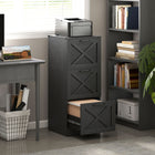 HOMCOM 3-Drawer Letter/A4 Filing Cabinet - Black-Three deep drawers organise Letter/A4 files, top surface holds your printer
