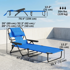 Outsunny Folding Lounge Chair with Reclining Back - Tanning Chair - Dark Blue-Come with headrest and cushion to provide a comfort seating experience