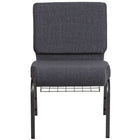 Flash Furniture HERCULES Series 21"W Church Chair with Book Rack & Silver Vein Frame - Dark Grey Fabric-Set of 4 Multipurpose Church Chairs