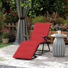 Outsunny Folding Lounge Chair with Cushion - Adjustable Back - Wine Red-Adjustable backrest and reclining seat for customizable comfort