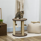 PawHut 17" Cat Tree with Hanging Toys and Jute Sisal Seagrass Scratching Post-Robust particleboard structure 