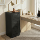 HOMCOM 3 Drawer Vertical Filing Cabinet with Lock - Black-Adjustable rails accommodate both A4 and Letter-sized folders 