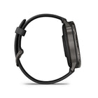 Garmin Venu 4 Smartwatch - 45 mm - Slate with Black Silicone Band-Design (new): Smartwatch with a bright, colorful display, stainless steel design, and built-in flashlight