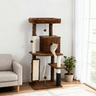PawHut 52" Cat Tree with Scratching Posts - Leopard Print-Soft plush covering offers cozy comfort for cats

