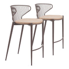 Zuo Silues Counter Stool - Taupe/Brown - Set of 2-Armrest support