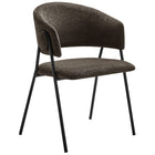 Modway Nella Upholstered Heathered Chenille Dining Chairs - Java/Black - 2 Pack-Protective Foot Pins