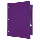 JAM Paper Laminated Glossy 3 Hole Punch Two-Pocket School Folders - Purple - 6 Pack-Quantity: 6 Folders per Pack | One for each subject & project