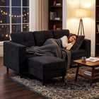HOMCOM 76" L-Shaped Sectional Sofa with Changeable Chaise - Black-Compact design and spacious seating for small spaces