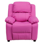 Flash Furniture Deluxe Padded Contemporary Hot Pink Vinyl Kids Recliner with Storage Arms-Flip-Up Storage Arms