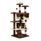 PawHut 53" Large Condo Cat Tree Tower - Brown-Multi-level design offers a playhouse for your cats to freely jump around 