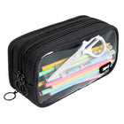 ZIPIT Half & Half Pencil Case - 3‑Compartment School Pouch - Black-Easy care: Keep your pencil case in pristine condition with minimal effort. Our high-quality polyester, allows for straightforward spot cleaning. A dab of mild soap and water removes any blemishes, and air drying it open ensures it stays fresh and ready for use