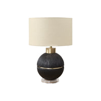Monarch Specialties 26" H Contemporary Table Lamp - Black / Gold Resin / Beige Shade-This 26"h table lamp provides contemporary refinement with its black resin textured finish base trimmed in gold, making it a fashionable accent piece for any modern living room, bedroom, or office