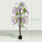 HOMCOM 5.9' Artificial Wisteria Tree with Natural Wood - Purple-No green thumb required for maintenance 