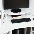HOMCOM 35.5" L-Shaped Computer Desk with Monitor Stand and Open Shelves - White-Durable particleboard with melamine surface, long-lasting and easy to clean