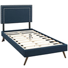 Modway Virginia Fabric Twin Platform Bed with Round Splayed Legs - Azure-Fine Polyester Upholstery