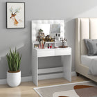 HOMCOM Makeup Vanity Desk with Lighted Mirror - 31.5" L x 15.7" W x 53.1" H - White-Melamine-coated particleboard resists wear and tear 