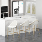 Manhattan Comfort Gracie 22" Modern Leatherette Upholstered Barstool - White and Gold - 3 Pack-Frame and Legs Features Choice of Fully Welded Black Steel or Gold Stainless Steel