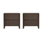 Manhattan Comfort Linda 24" Modern 2-Drawer Nightstand Set - Walnut Brown-Modern Nightstand Perfect for Bedroom