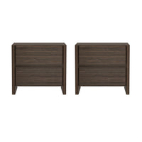 Manhattan Comfort Linda 24" Modern 2-Drawer Nightstand Set - Walnut Brown-Modern Nightstand Perfect for Bedroom