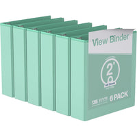 Davis Group Economy 2" 3-Ring View Binders - Mint - 6 Pack-Durable 3-Ring View Binder