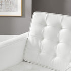 Modway Loft Tufted Vegan Leather Armchair - Silver White-Biscuit Tufting