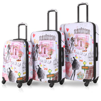 TUCCI Italy Paris Love Art 3-Piece Hardside Luggage Set-Complete Luggage Set - 20" carry-on, 24" medium, and 28" large suitcases for any trip duration