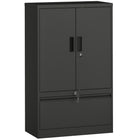 HOMCOM Metal Storage Cabinet with Locks - Black-Customize your storage with 25-level adjustable shelf for various item heights