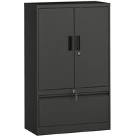 HOMCOM Metal Storage Cabinet with Locks - Black-Customize your storage with 25-level adjustable shelf for various item heights