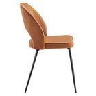Modway Nico Vegan Leather Dining Chair - Black/Tan - 2 Pack-Non-Marking Foot Pins