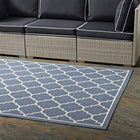 Modway Avena Moroccan Quatrefoil Trellis Indoor/Outdoor Area Rug - 8 ft W x 10 ft L - Blue/Beige-Gripping Rubber Underside 