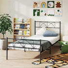 HOMCOM Twin Size Metal Platform Bed Frame with Headboard - Black-Fit standard twin mattresses 39" W x 74.8" D (99 x 190 cm), including memory foam, latex, hybrid and spring types
