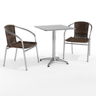 Flash Furniture 23.5'' Square Aluminum Indoor/Outdoor Table with 2 Rattan Chairs (TLH24SQ020CHR2)-Aluminum/Aluminum, Plastic, Rattan, Stainless Steel