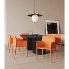 Manhattan Comfort Paris 21.65" Modern Leatherette Upholstered Dining Armchair - Coral - Set of 2-Frame Made of Durable Metal