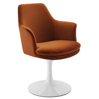 Modway Lippa Swivel Dining Performance Velvet Armchair - White Rust-Stain-Resistant Performance Velvet Upholstery