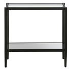 Hudson&Canal Hera 24"W Rectangular Side Table with Glass Shelf - Blackened Bronze-Tabletop is made of clear tempered glass, lower shelf features mirrored glass