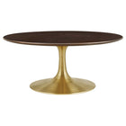 Modway Lippa 36" Round Wood Coffee Table - Gold Cherry Walnut-Modern Coffee Table