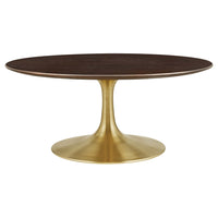 Modway Lippa 36" Round Wood Coffee Table - Gold Cherry Walnut-Modern Coffee Table
