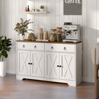 HOMCOM 47.6" L Sideboard Buffet Cabinet with Storage - White-Equipped with two adjustable shelves to accommodate items of various heights