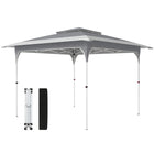 Outsunny 11.5 ft W x 11.5 ft L ft Pop Up Canopy Tent with 1-Button Push Setup - Dark Grey-Features a pop-up design with a one-push central lock for tool-free setup in just 30 minutes