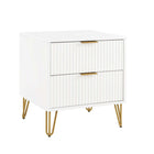 Manhattan Comfort DUMBO Modern 2-Drawer Nightstand and 3-Drawer Dresser Set - White-30 Day Limited Manufacturer's Warranty