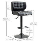 HOMCOM Adjustable Bar Stools with Footrest and Back - Black - 2 Pack-The swivel seat has a 360-degree rotation
