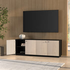 Hudson&Canal Lillian Rectangular TV Stand for TV's up to 75" - Black Grain/Alder White-Product Dimensions: 15.5" L x 68" W x 24" H