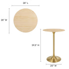 Modway Lippa 28" Round Natural Wood Bar Table - Gold Natural-Cherry Walnut Veneer and MDF Tabletop