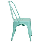Flash Furniture Mint Green Metal Indoor-Outdoor Stackable Chair-Seat Size: 12" - 14"W x 14"D