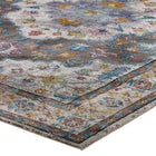 Modway Success Anisah Distressed Floral Vintage Medallion Area Rug - 8 ft W x 10 ft L - Grey Ivory Yellow Orange-High-Density / Machine-Woven