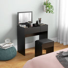 HOMCOM Makeup Vanity Desk with Flip Top Mirror and Cushioned Stool - 31.5" L x 15.7" W x 31.1" H - Black-2-in-1 design, can both work as a vanity set and a writing table 
